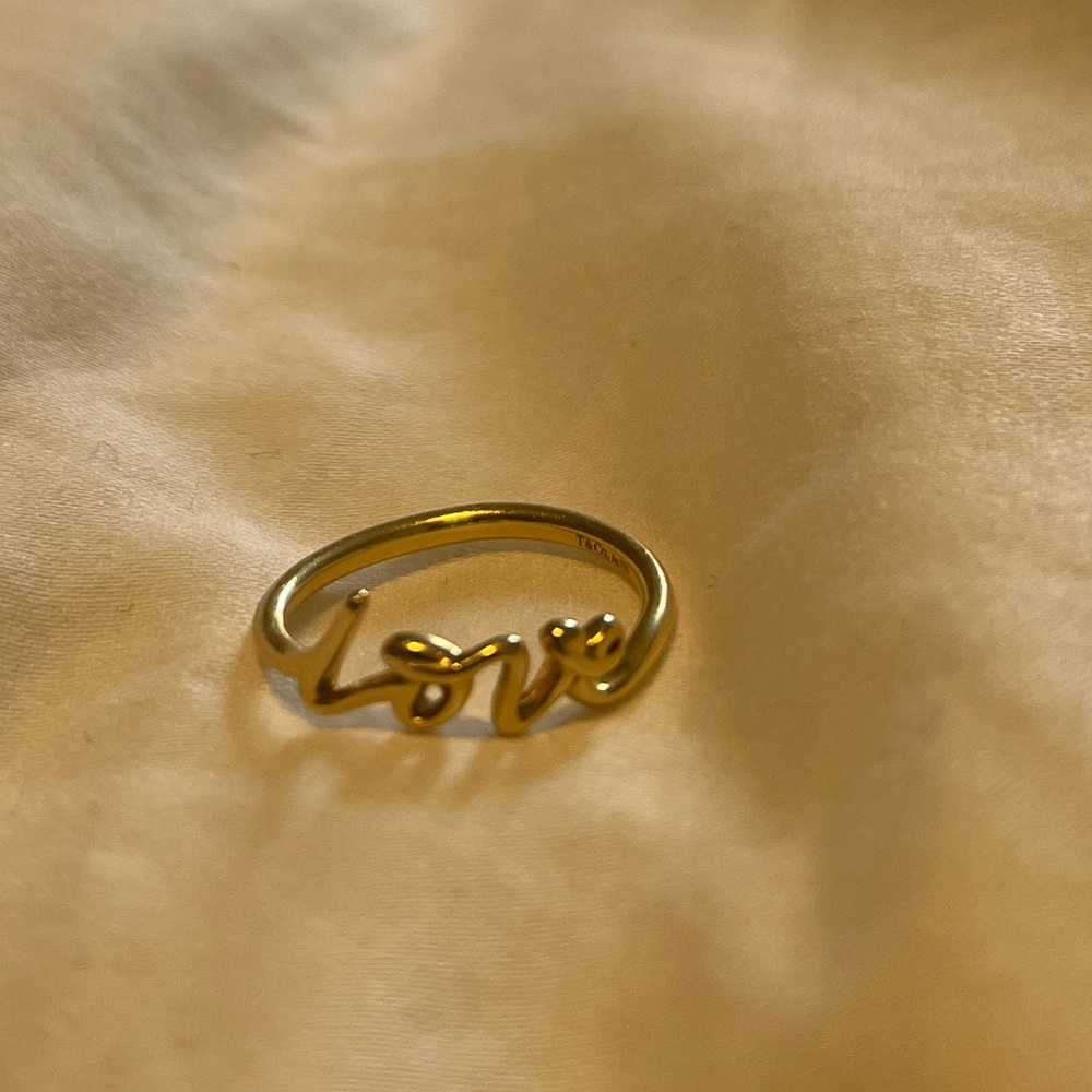 AUTH Tiffany & Co Love Ring - 18K Yellow Gold Mini Paloma Graffiti